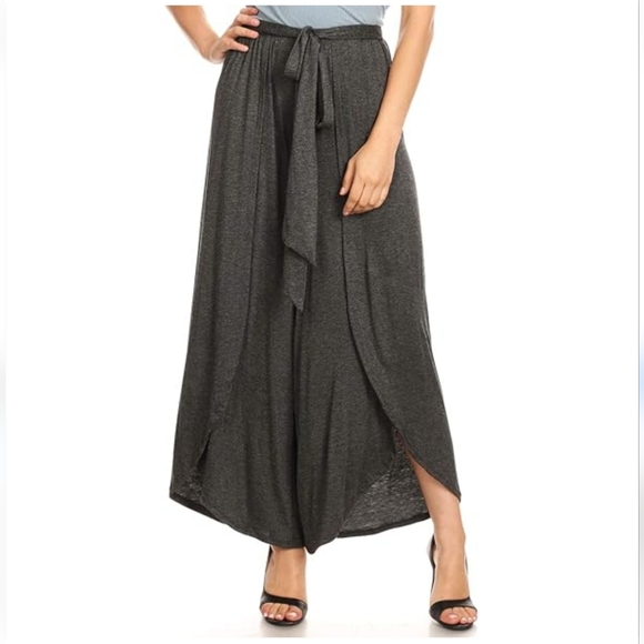 shosho Pants - Shosho Boho Wrap Palazzo Split Wide Leg Pants
